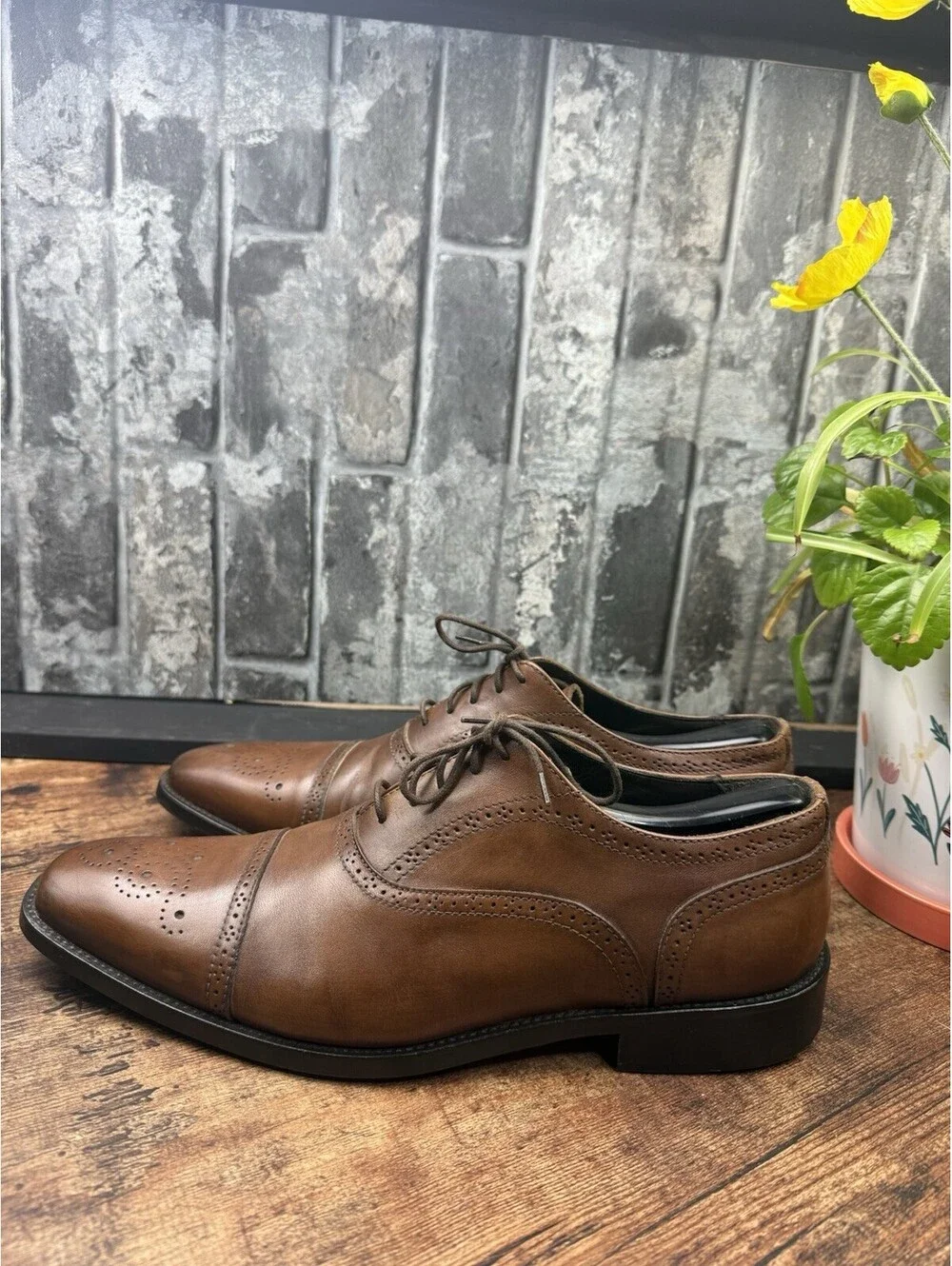 Vittorio Russo Men’s Brown Leather Oxford Dress Shoes Brogue US 10